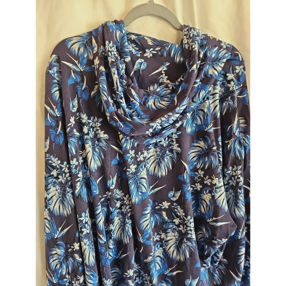 Polo Ralph Lauren XL Hooded Long Sleeve T-shirt Blue With Floral Design